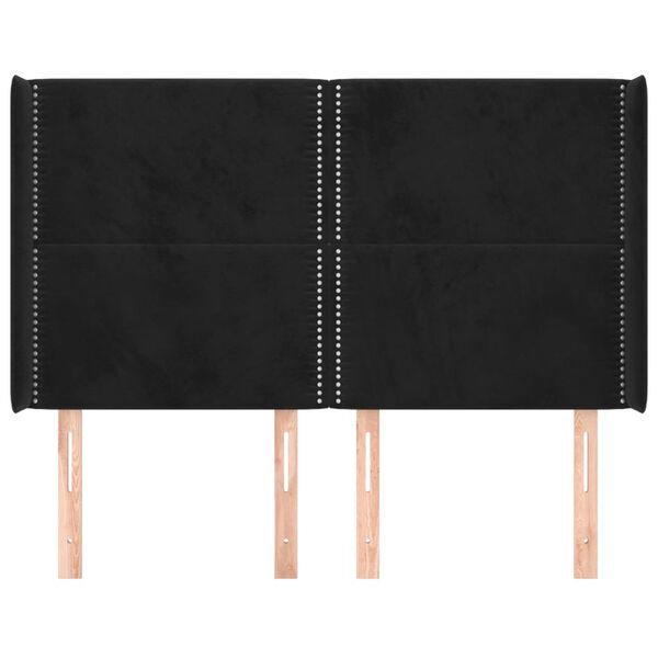 vidaXL Kopfteil mit Ohren Schwarz 147x16x118/128 cm Samt