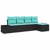 vidaXL Garten-Sofa-Set 5 stk. Schwarz und T&uuml;rkis Poly-Rattan