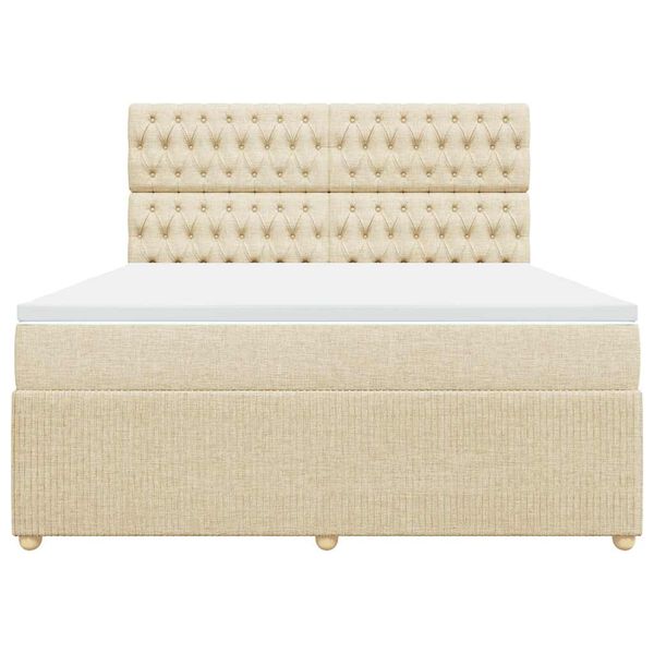 vidaXL Boxspringbett mit Matratze Creme 180x200 cm Stoff
