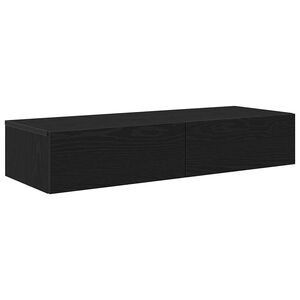 vidaXL Wandregal mit Schubladen Schwarz 100x36x19 cm Holzwerkstoff