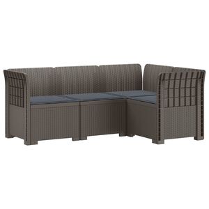 vidaXL 4-Sitzer Gartensofa mit Kissen Rattan-Look PP Hellgrau