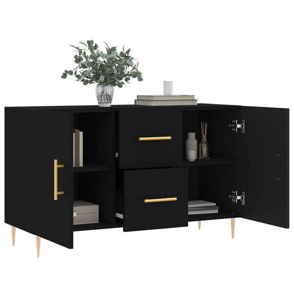 vidaXL Sideboard Schwarz 100x36x60 cm Holzwerkstoff