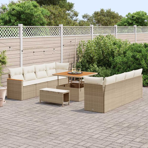 vidaXL Gartensofa-set 11 pcs Beige Poly-Rattan