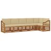 vidaXL Ecksofa Set mit Kissen 6 pcs Natur und Beige Massivholz Akazie