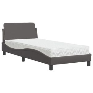 vidaXL Bett mit Matratze "Dover" Grau 90x190 cm Kunstleder