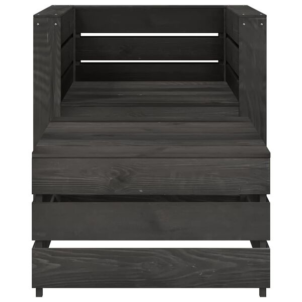 vidaXL 2-tlg. Garten-Paletten-Lounge-Set Kiefernholz Grau Imprägniert