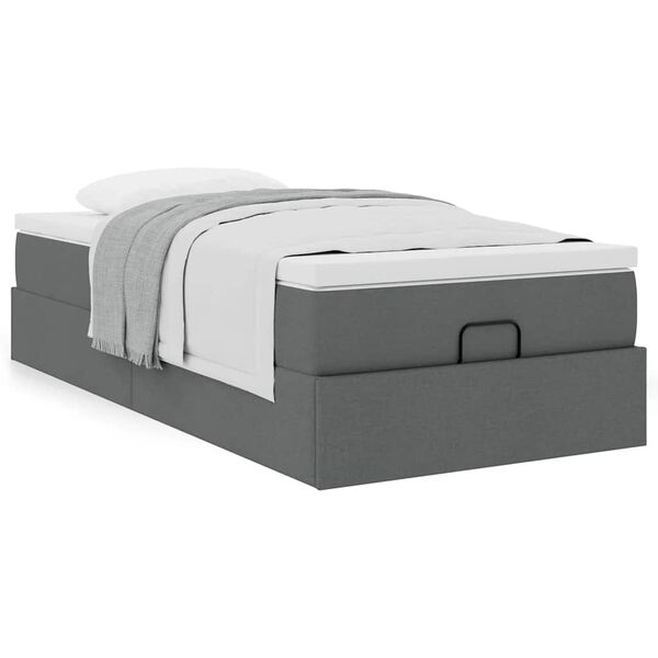 vidaXL Ottoman-Bett mit Matratze Dunkelgrau 100x200 cm Stoff