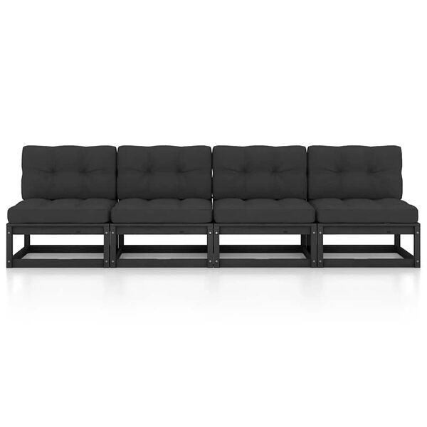 vidaXL 4-Sitzer-Gartensofa mit Kissen Kiefer Massivholz