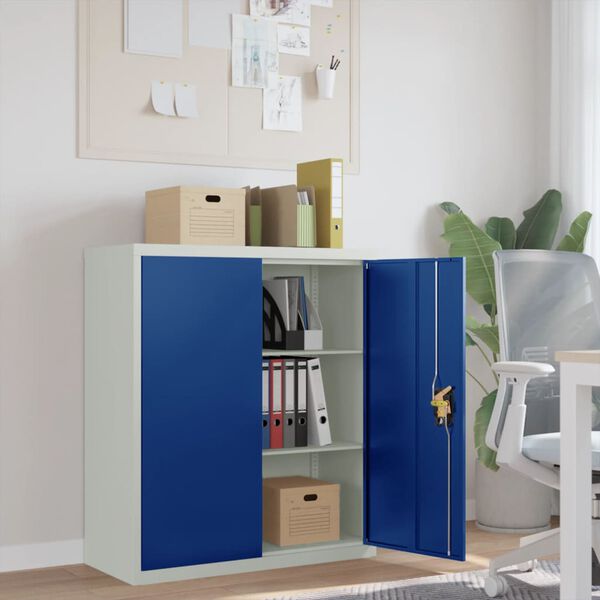 vidaXL Aktenschrank Hellgrau und Blau 90x40x105 cm Stahl