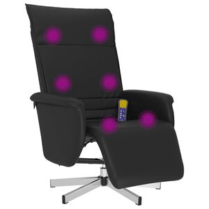 vidaXL Massagesessel mit Fu&szlig;teil Schwarz Kunstleder