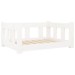vidaXL Hundebett Wei&szlig; 65,5x50,5x28 cm Massivholz Kiefer