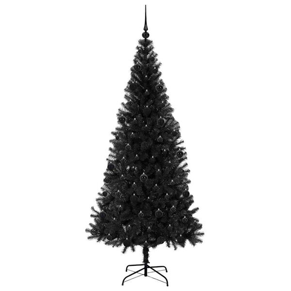 vidaXL Weihnachtsbaum mit 300 LEDs mit St&auml;nder Schwarz 210 cm PVC