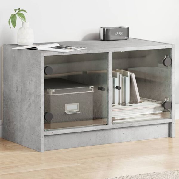 vidaXL TV-Schrank mit Glastüren Betongrau 68x37x42 cm