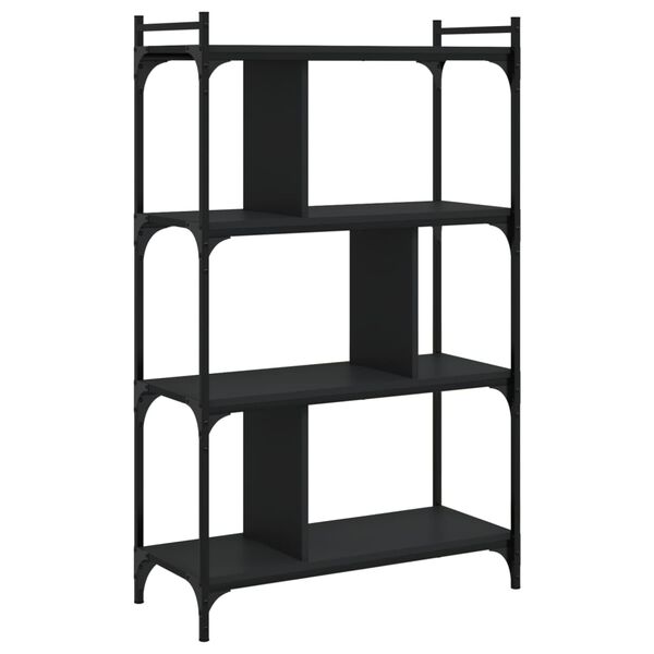 vidaXL B&uuml;cherregal 4 B&ouml;den Schwarz 76x32x123 cm Holzwerkstoff