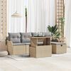 vidaXL Garten-Sofa-Set mit Kissen mit Speicher 6 pcs Beige Poly Rattan