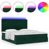 vidaXL Ottoman-Bett mit Matratzen & LEDs Dunkelgr&uuml;n 200x200 cm Samt