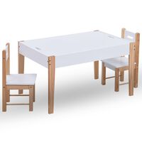 vidaXL 3-tlg. Kinder-Sitzgruppe mit Kreidetafel Schwarz und Weiß