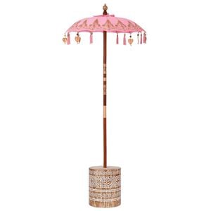 vidaXL Balinesischer Sonnenschirm mit Sockel Rosa 95 x 95 x 260 cm