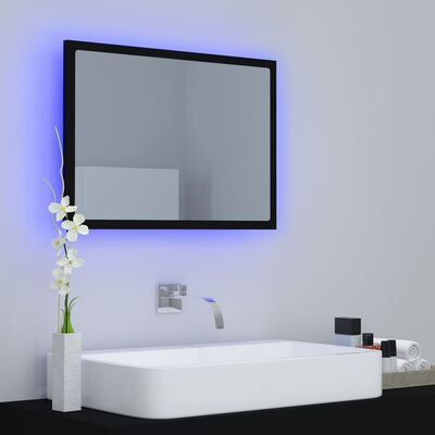 vidaXL LED-Badspiegel Schwarz 60x8,5x37 cm Acryl