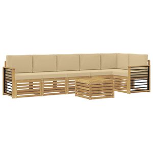 vidaXL Outdoor-Sofagarnitur 7 pcs Wei&szlig; und Beige 59 x 59 x 37 cm