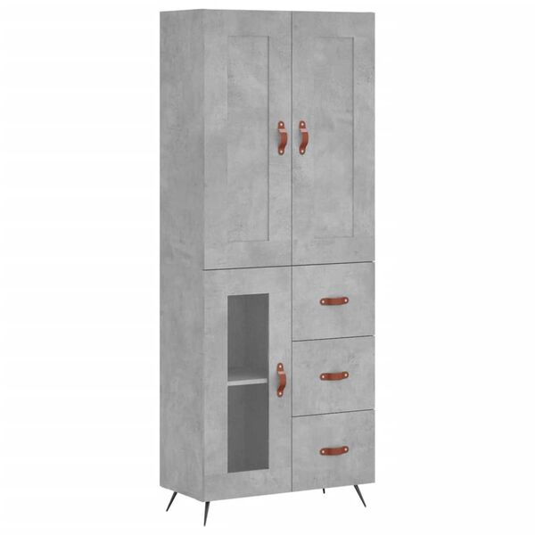 vidaXL Highboard Betongrau 69,5x34x180 cm Holzwerkstoff