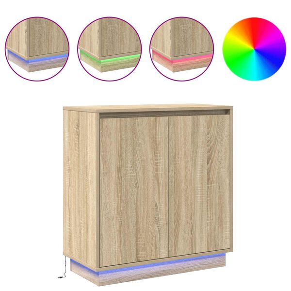vidaXL LED-Sideboard Sonoma-Eiche 71 x 34,5 x 75 cm Holzwerkstoff