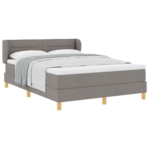 vidaXL Boxspringbett mit Matratze Taupe 140 x 190 cm Stoff