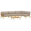 vidaXL Sofa Set mit Kissen Uni 5 pcs Taupe Massivholz Akazie