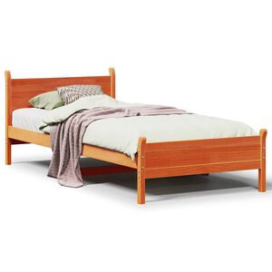 vidaXL Massivholzbett ohne Matratze Wachsbraun 75x190 cm Kiefernholz