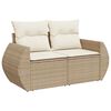 vidaXL 6-tlg. Garten-Sofagarnitur mit Kissen Beige Poly Rattan