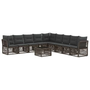 vidaXL Gartensofa-set 10 stk. Grau Poly-Rattan