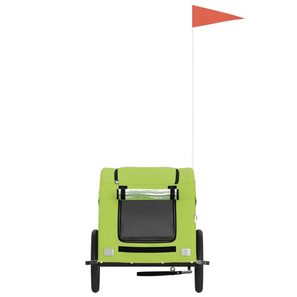 vidaXL Fahrradanhänger Hunde Grün Oxford-Gewebe und Eisen