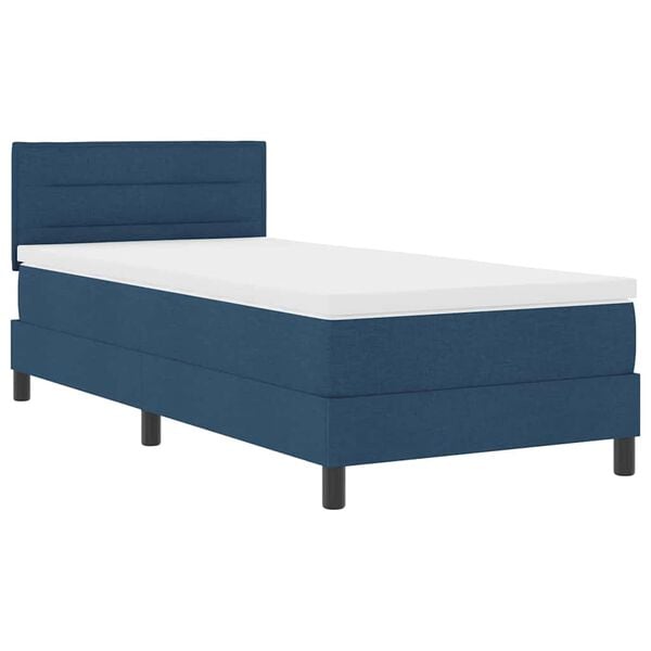 vidaXL Boxspringbett mit Matratze mit Kopfteil Blau 100 x 200 cm Stoff