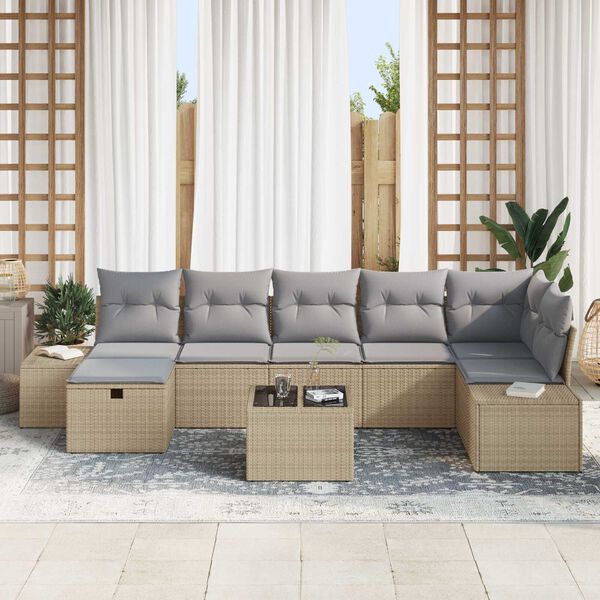 vidaXL Sofa Set mit Kissen 7 pcs Poly-Rattan