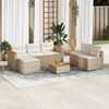 vidaXL 5-tlg. Garten-Sofagarnitur mit Kissen Beige Poly Rattan Akazie