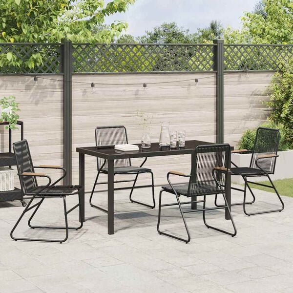 vidaXL Garten Essgruppe 5 pcs Schwarz PVC-Rattan