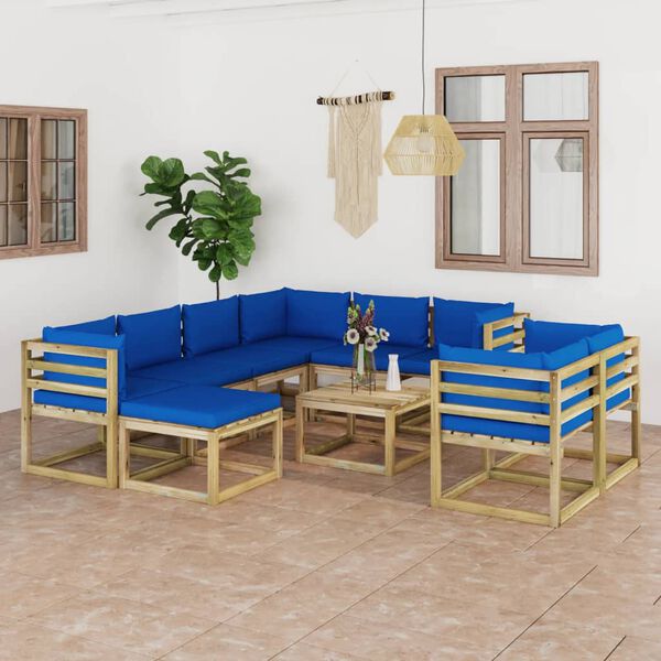 vidaXL 10-tlg. Garten-Lounge-Set mit Kissen Impr&auml;gniertes Kiefernholz