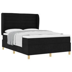 vidaXL Boxspringbett mit Matratze Dunkelgrau 90x190 cm Schwarz Stoff