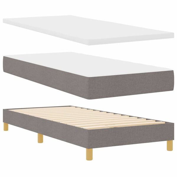 vidaXL Boxspringbett mit Matratze Taupe 200 x 90 cm Polyester