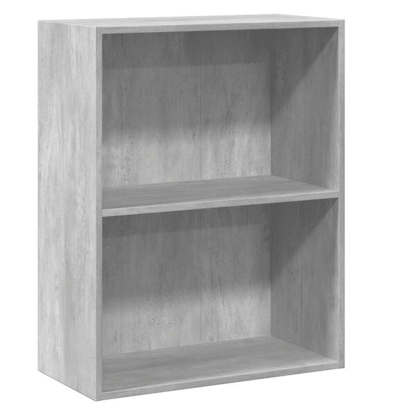 vidaXL Bücherregal 2 Fächer Betongrau 60x30x76,5 cm Holzwerkstoff