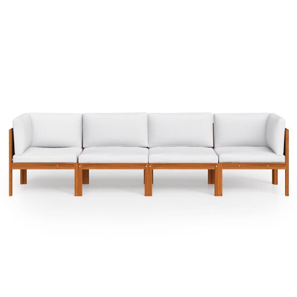 vidaXL 4-Sitzer-Gartensofa mit Kissen Holz Akazie & Seil