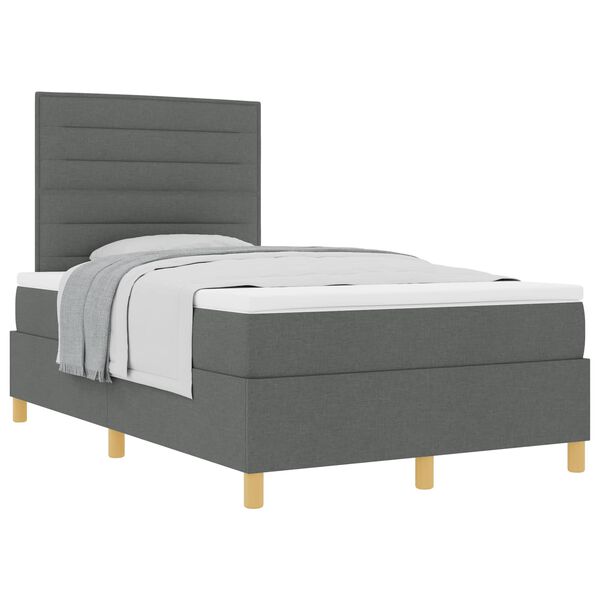 vidaXL Boxspringbett mit Matratze Dunkelgrau 120 x 200 cm Stoff