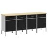 vidaXL Werkbank mit Schubladen 4 pcs Schwarz und Grau 200 x 55 x 85 cm