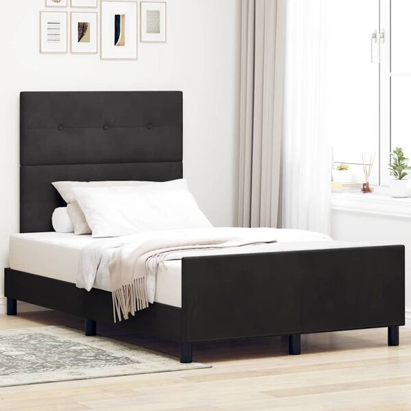 vidaXL Boxspringbett mit Kopfteil Schwarz 120 x 190 cm Samt