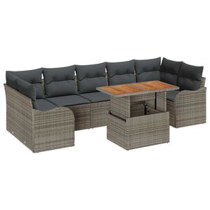 vidaXL Garten-Sofa-Set mit Speicher 8 pcs Grau Poly Rattan