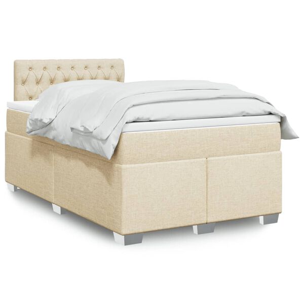 vidaXL Boxspringbett mit Matratze Creme 120x200 cm Stoff