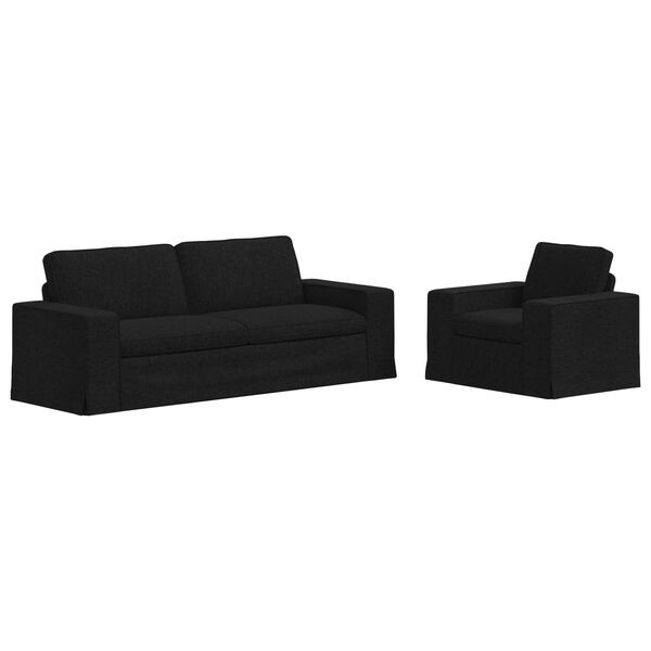 vidaXL Sofa Set 2 pcs Schwarz 182 x 80 x 82 cm Stoff