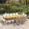 vidaXL 15-tlg. Garten-Essgruppe mit Kissen Poly Rattan Beige
