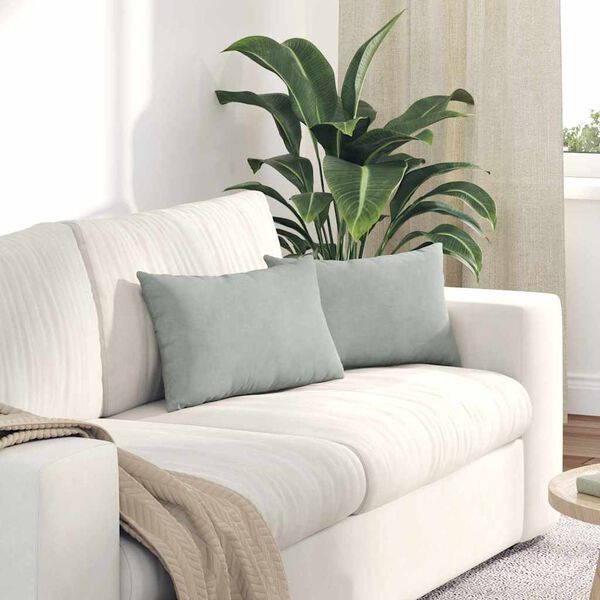 vidaXL Sofakissen 2 St&uuml;ck Hellgrau 50 x 30 cm Cordstoff