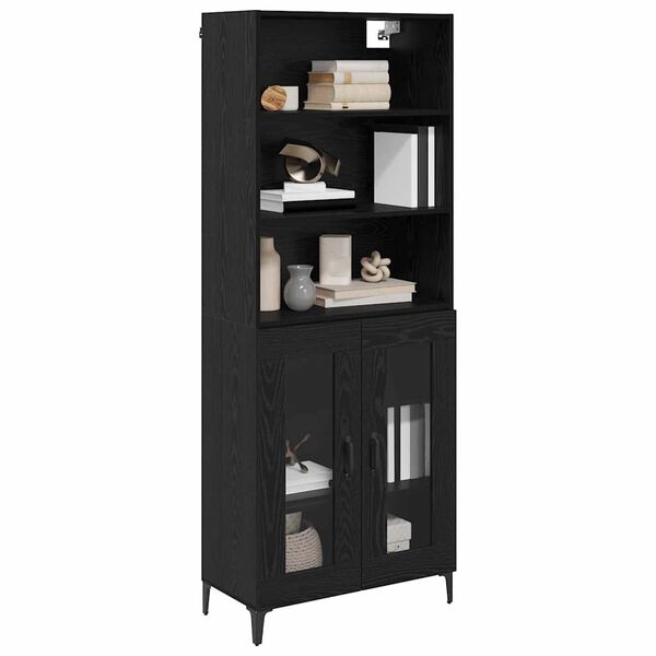 vidaXL Highboard Schwarz Eichen-Optik 69,5 x 34 x 180 cm Holzwerkstoff